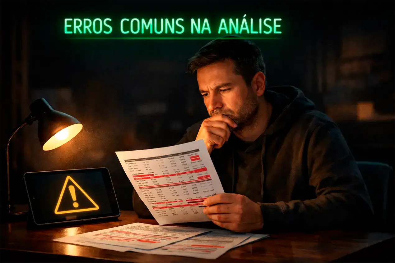 Pessoa em momento de reflexão cuidadosa estudando documentos representando análise crítica e atenção aos detalhes